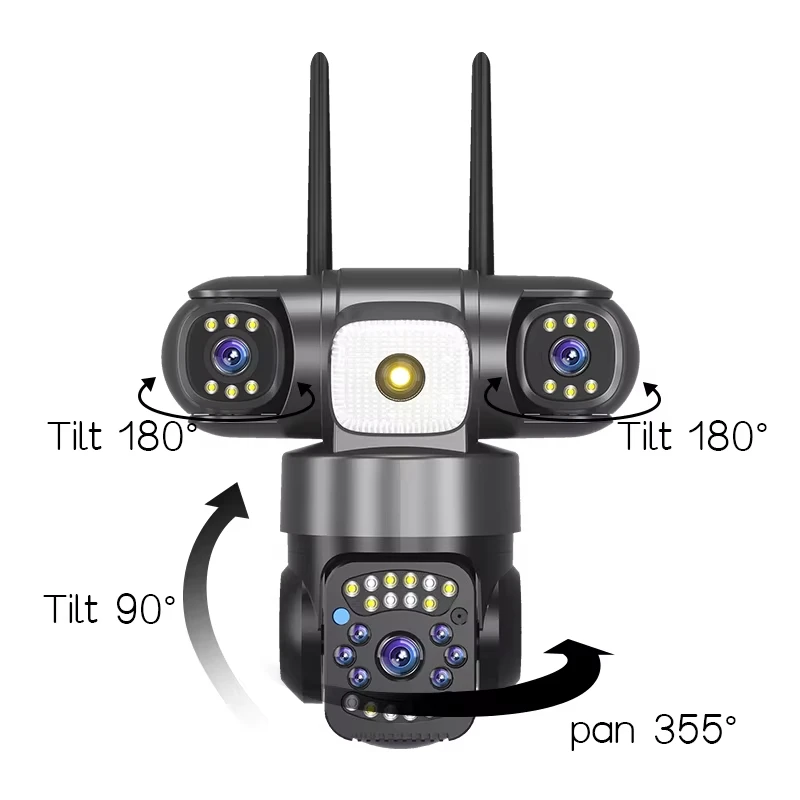 V380 PRO 3 Lens CCTV Outdoor Waterproof Night Vision PTZ Camera (4G+LAN) - Azzan online shopping