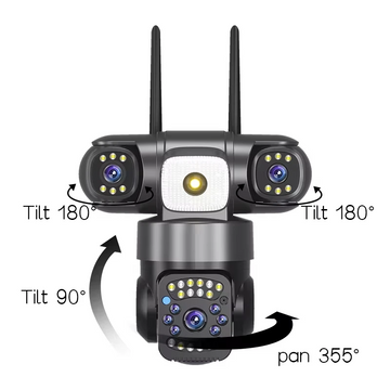 V380 PRO 3 Lens CCTV Outdoor Waterproof Night Vision PTZ Camera (4G+LAN) - Azzan online shopping