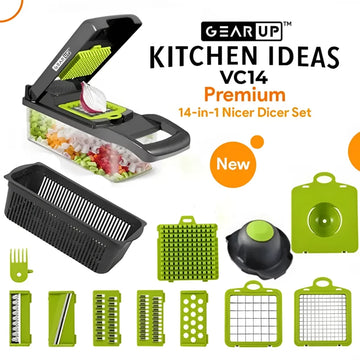 GearUP VC14 Premium 14-in-1 Vegetable and Fruits Multifuction Cutting Slicer Kitchen Tools - Azzan online shopping