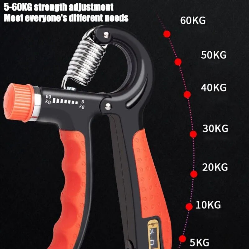 Adjustable Power Exercise Gripper Strengthener Hand Grip with Counter 5kg to 60kg Presser 1 pc - Azzan online shopping