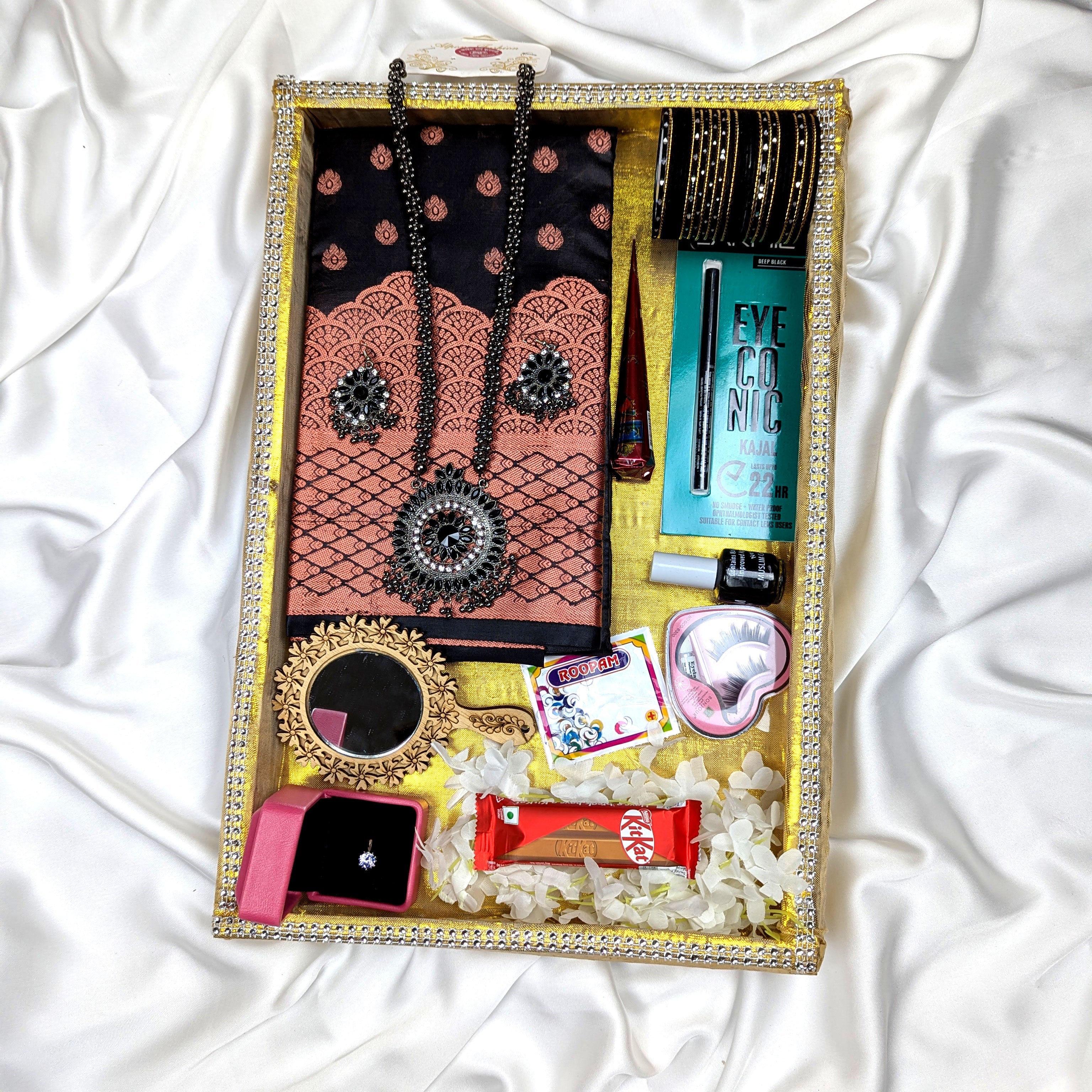 Premium Silk Katan Saree Combo Pack – Black