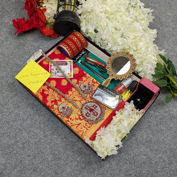 Premium Silk Katan Saree Combo Set - Red