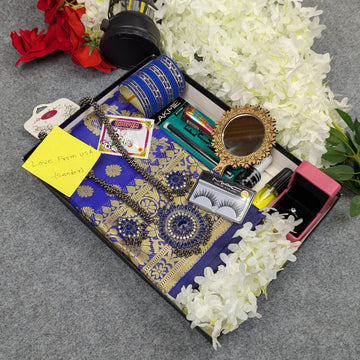 Premium Silk Katan Saree Combo Set - Blue