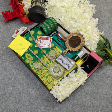 Premium Silk Katan Saree Combo Set - Green