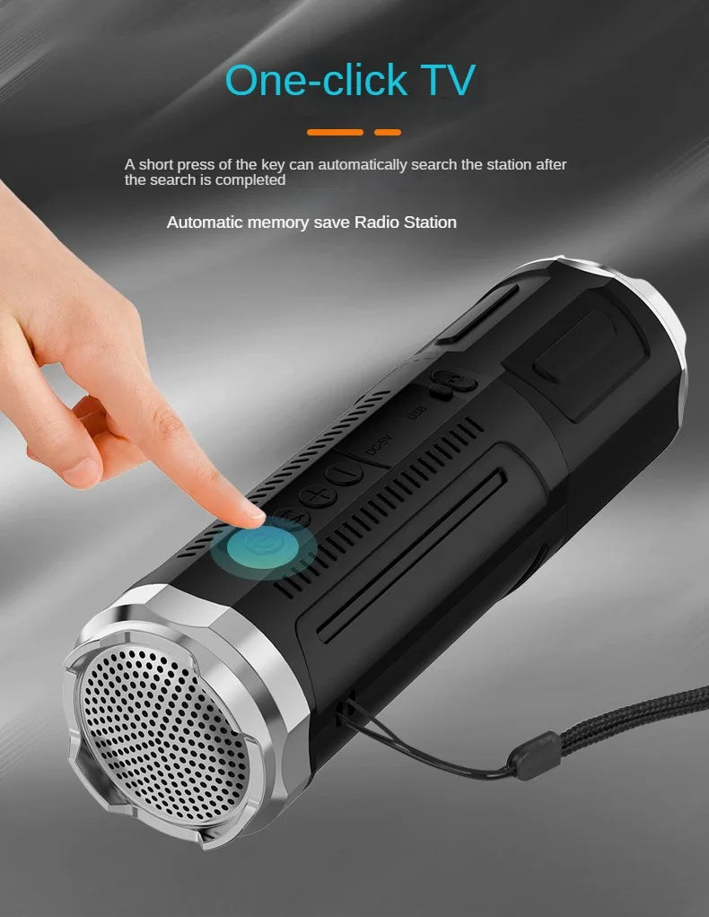 Portable Bluetooth Speaker With Zoomable Flashlight - 4 Dimming Modes FM Radio Long Lasting Life